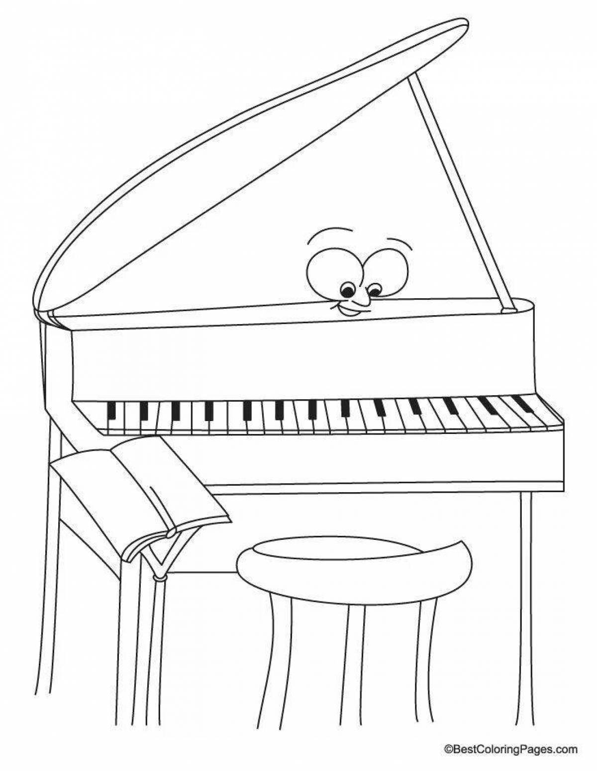 Анимированная страница раскраски фортепиано