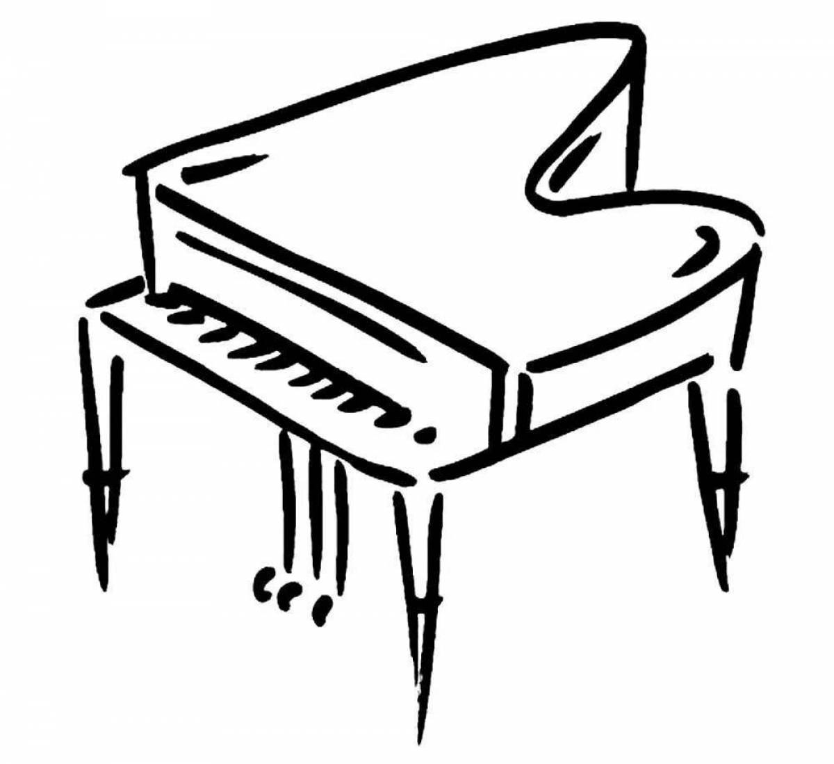 Привлекательная страница раскраски фортепиано