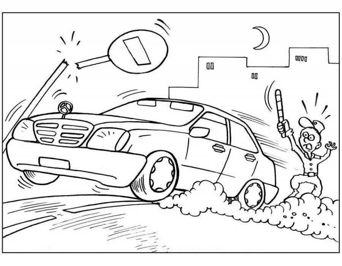 Colorful glowing coloring page crash