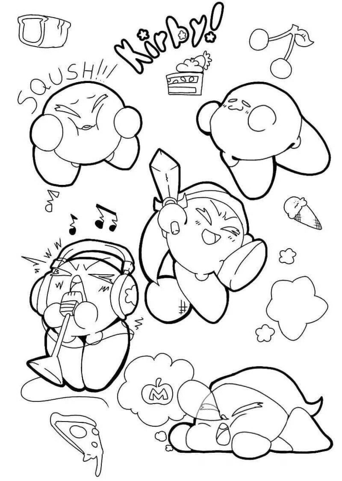 Playful kirby coloring page