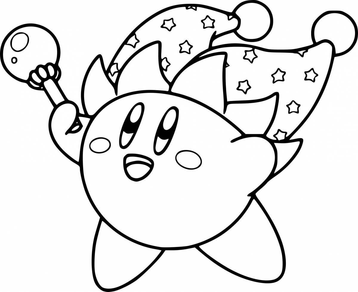 Glowing kirby coloring page