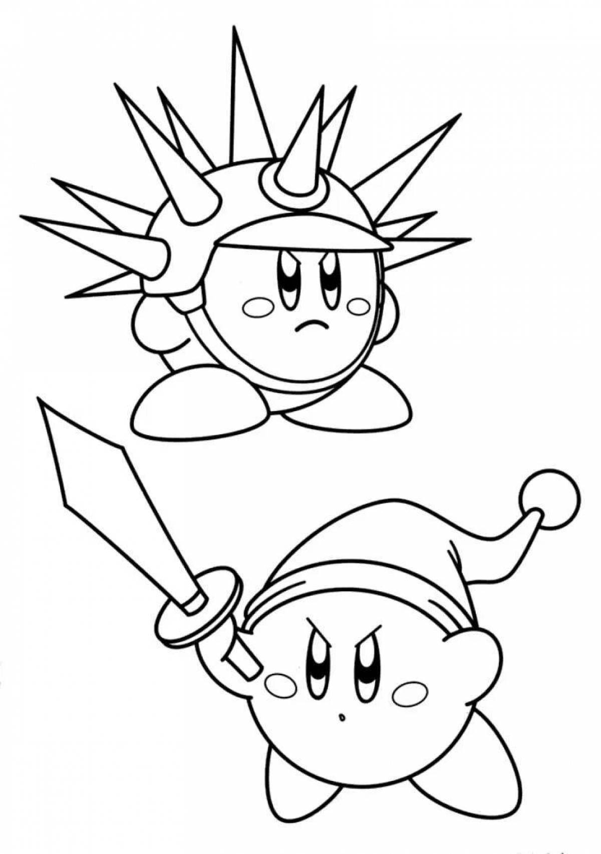 Glowing kirby coloring page