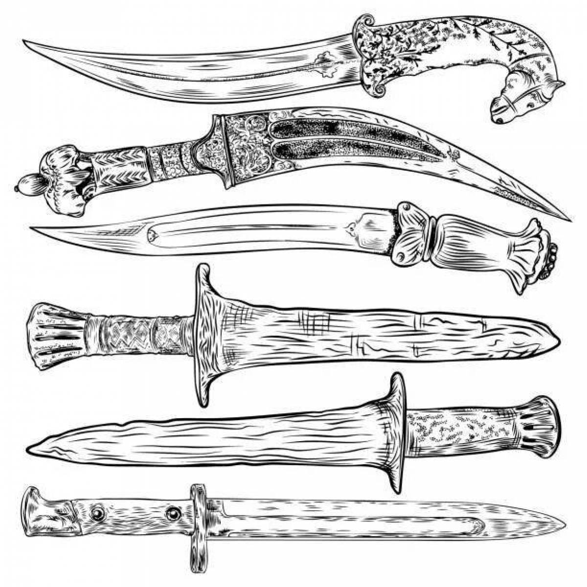 Luxury dagger coloring page