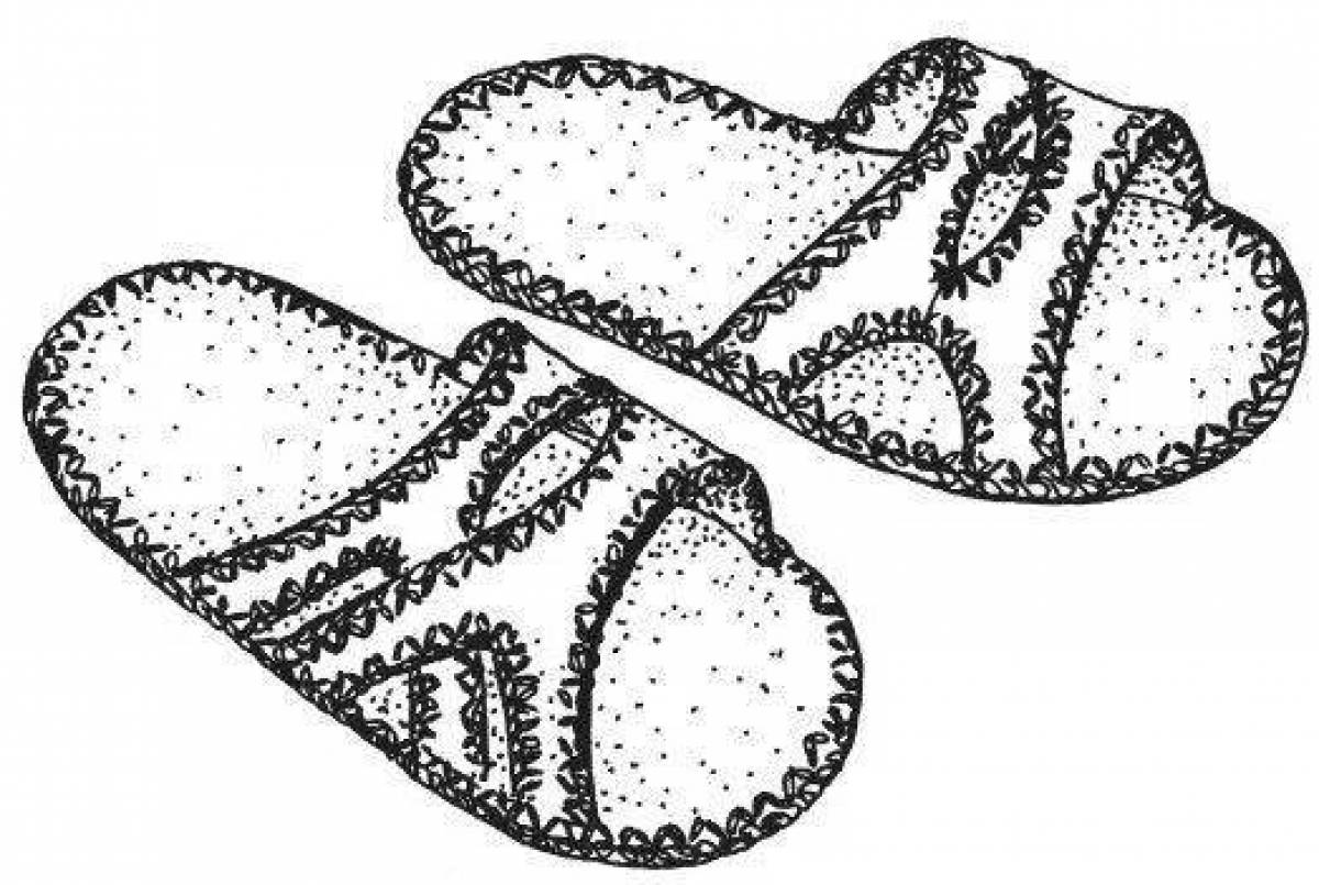 Coloring page cute slippers
