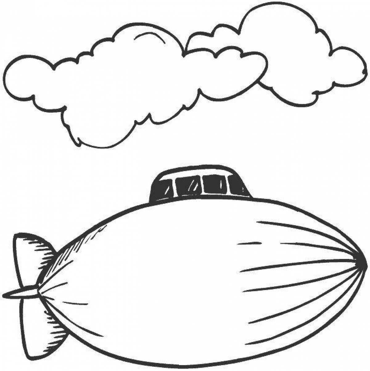 Coloring book shining airship