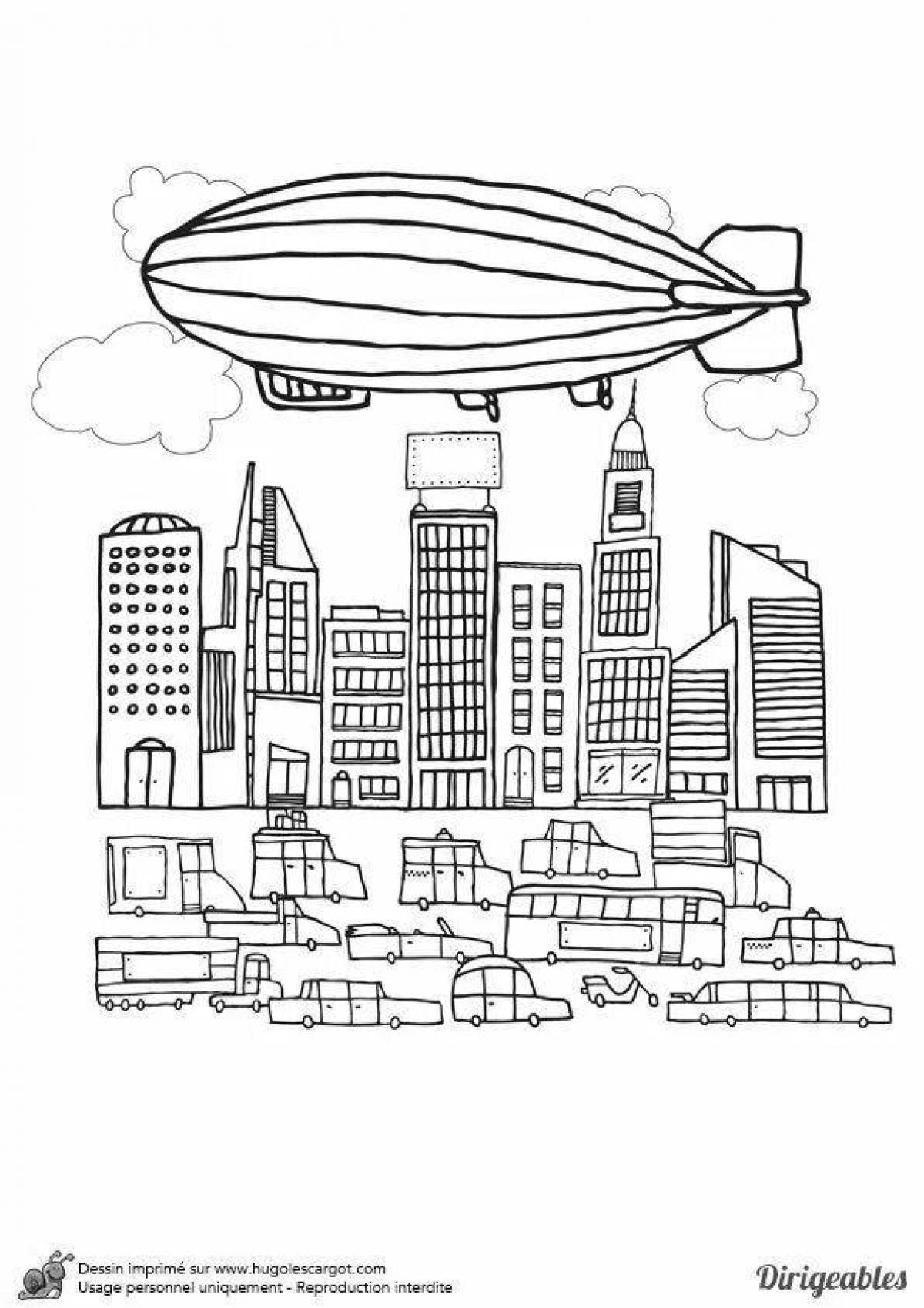 Coloring page dazzling airship