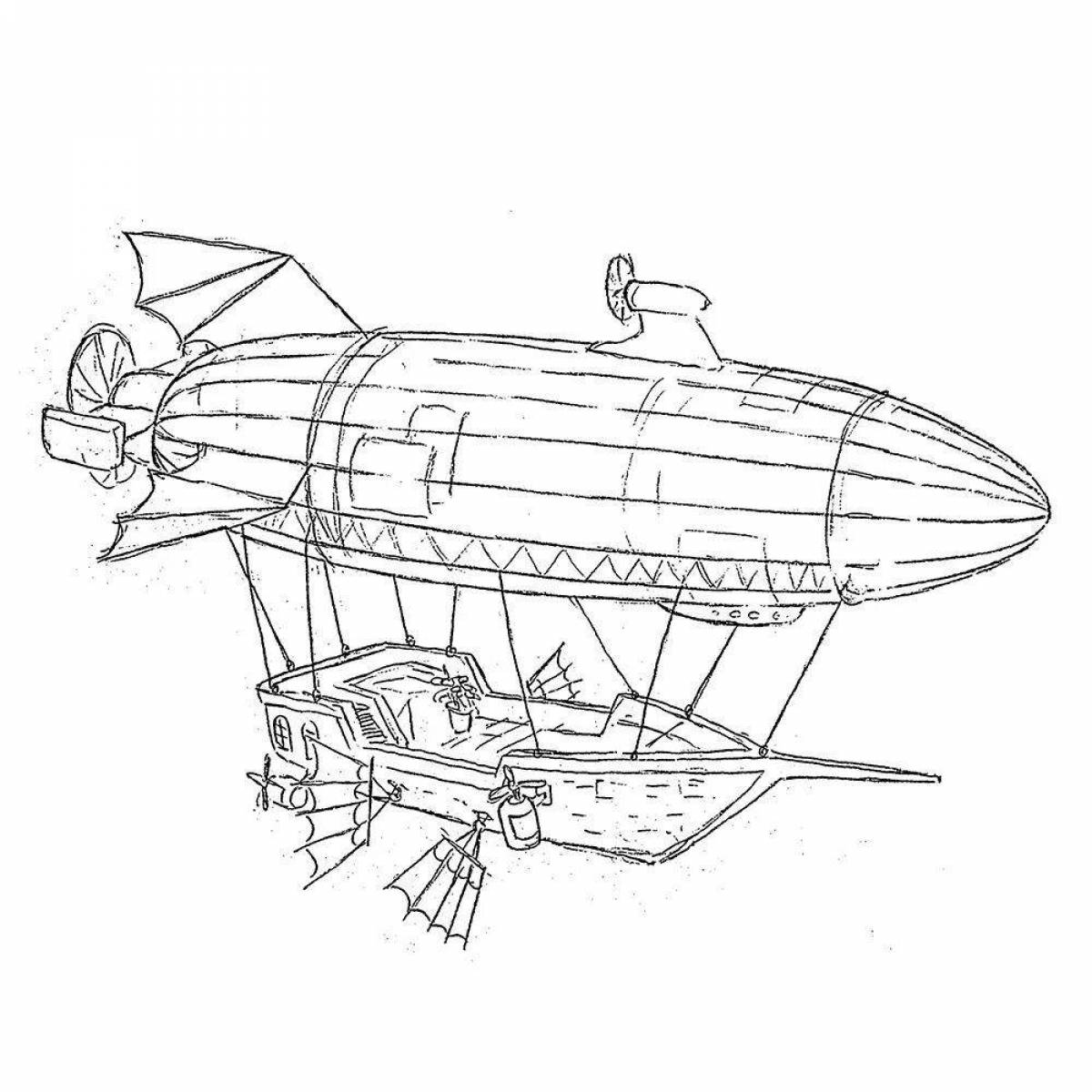 Amazing airship coloring page