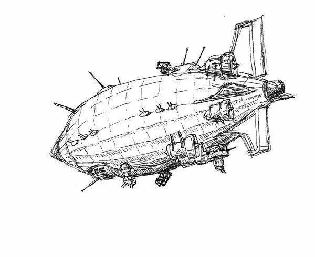 Impressive airship coloring page