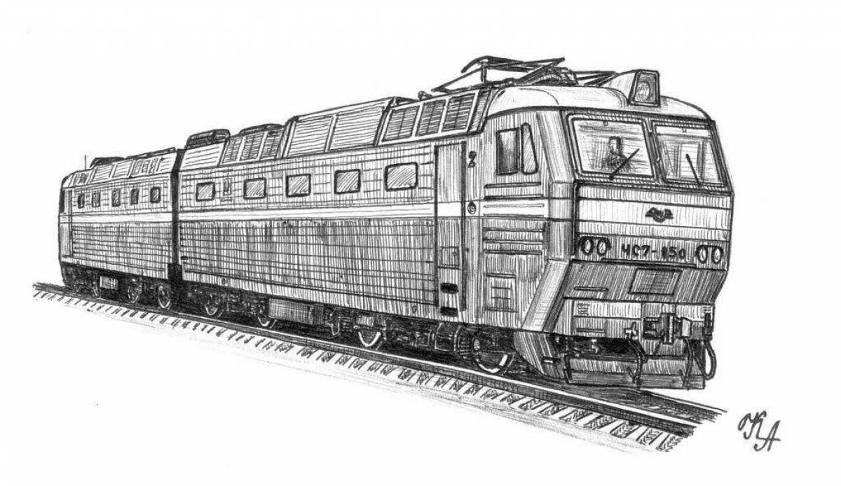 Amazing electric locomotive coloring page