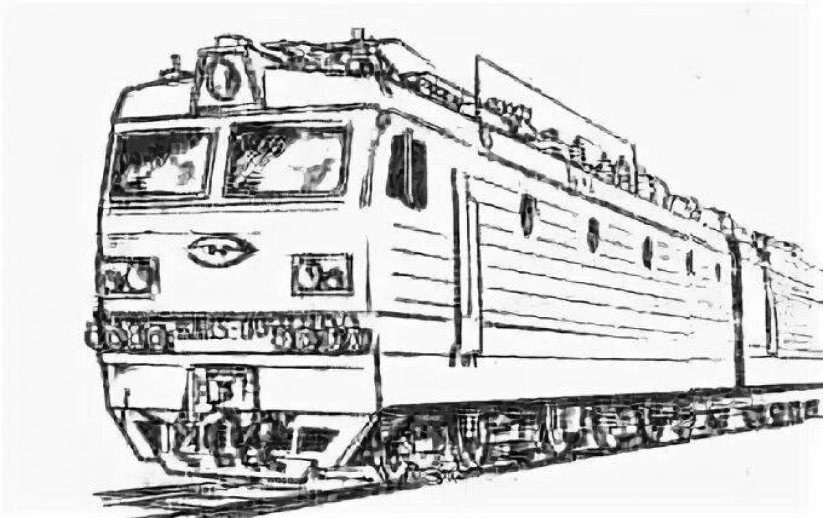 Dramatic electric locomotive coloring page