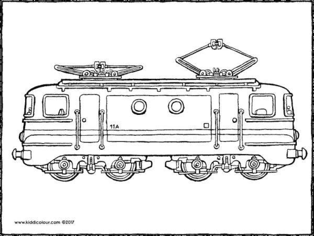 Coloring page graceful electric locomotive