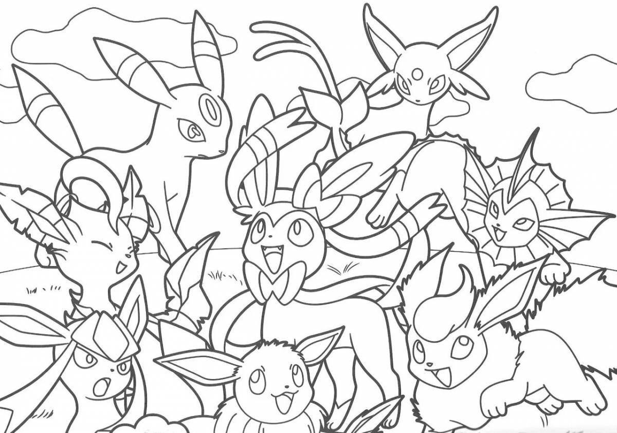 Eevee colorful coloring page