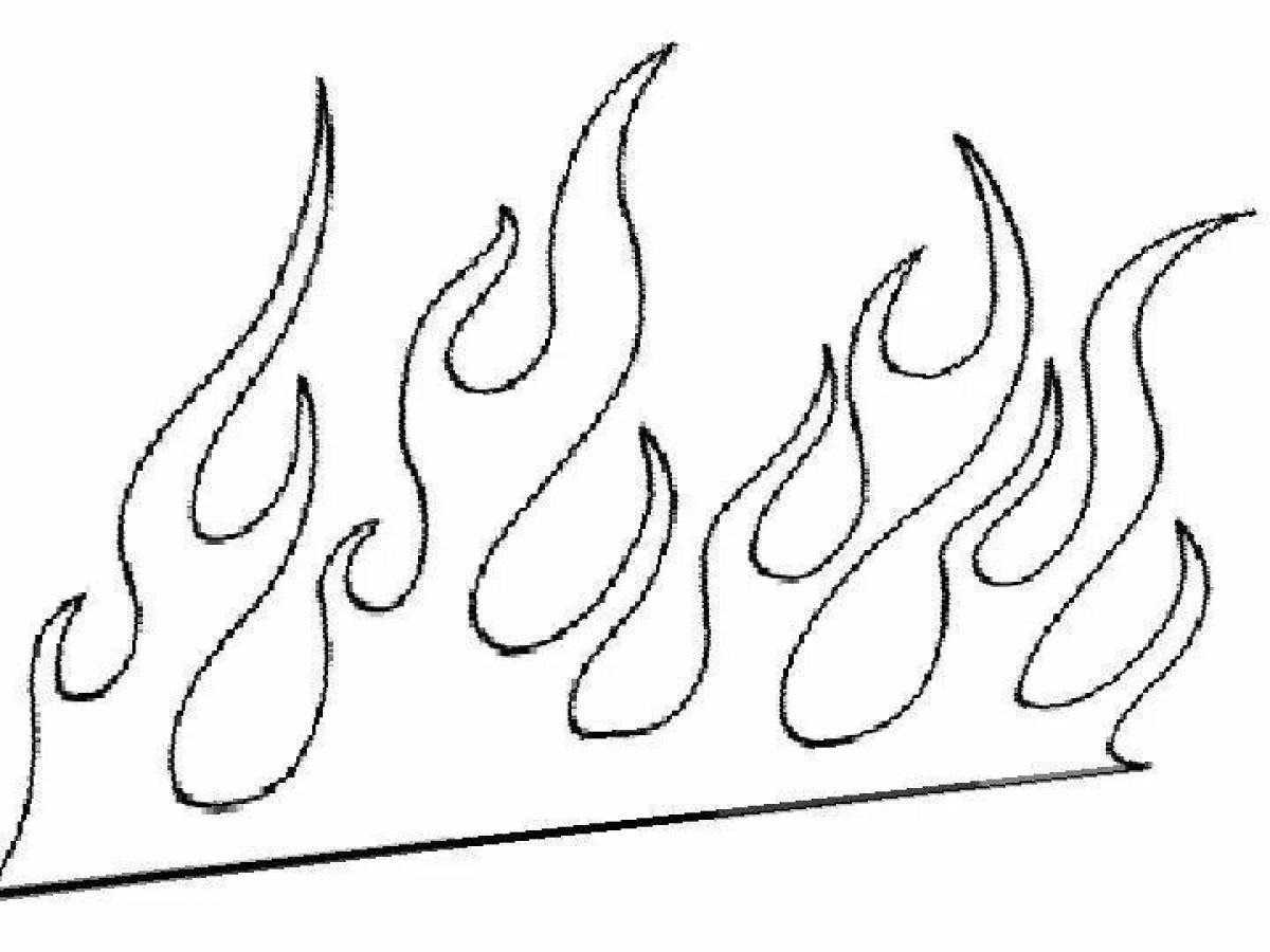 Glittering flames coloring page