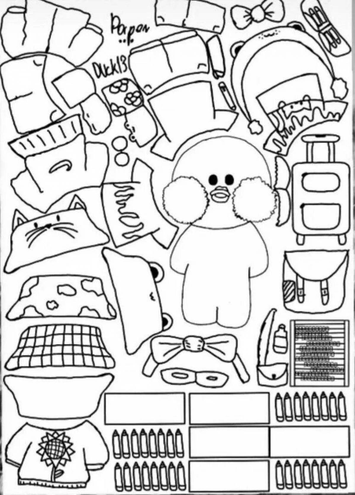 Colorful explosive lolofan duck coloring page