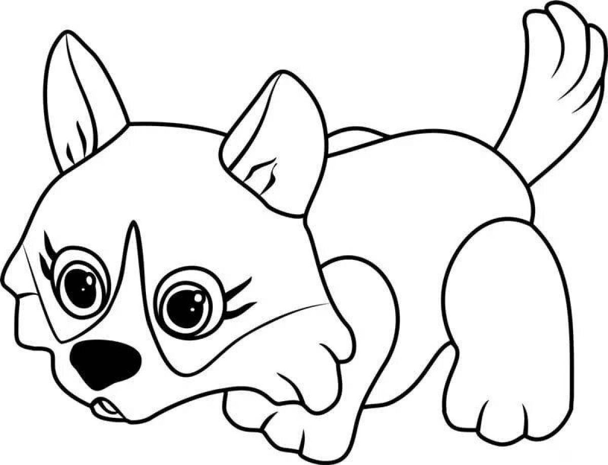 Smiling corgi puppy coloring page