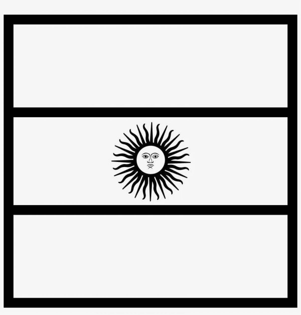 Цветная страница раскраски с флагом аргентины