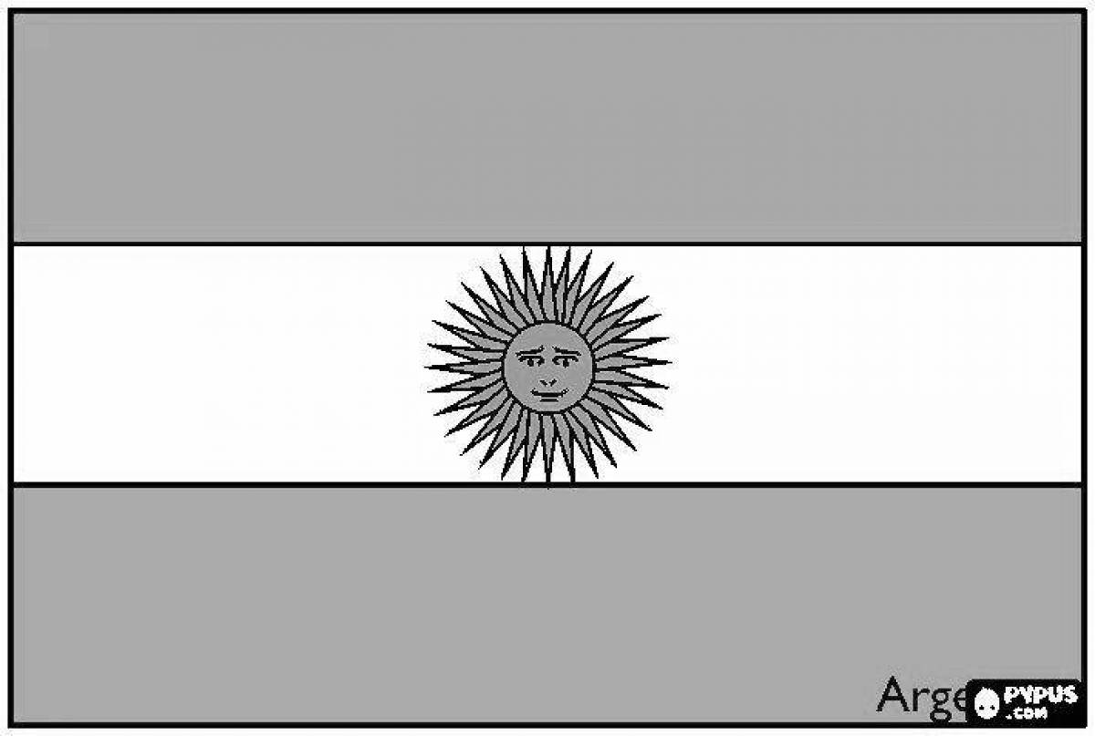 Coloring page with colorful flag of argentina