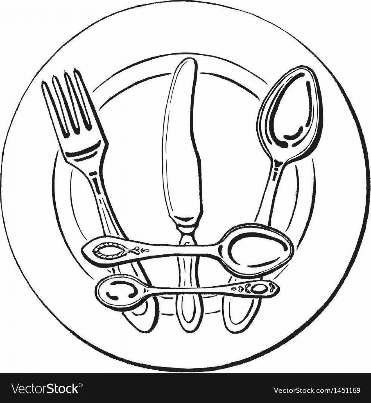 Mysterious cutlery coloring page