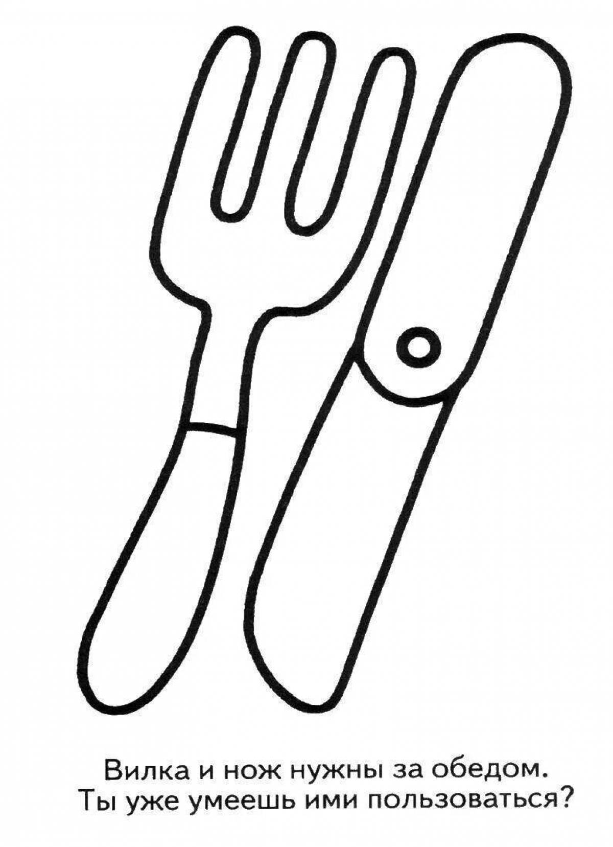 Welcome cutlery coloring page