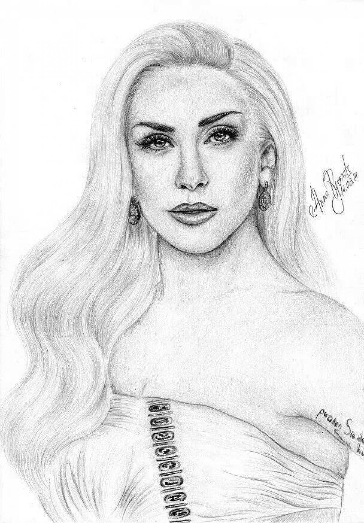 Colorful lady gaga coloring page