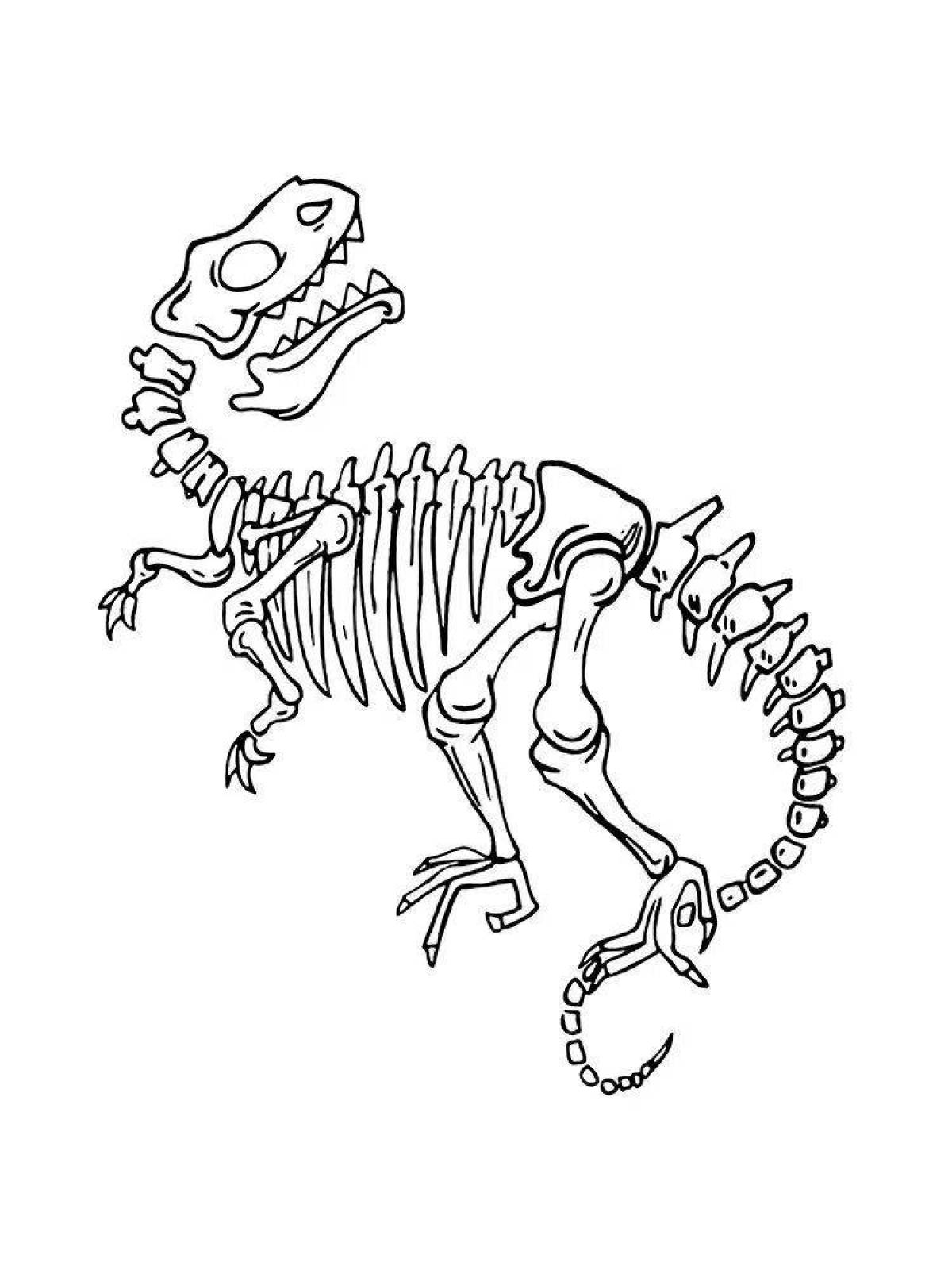 Яркая раскраска скелет динозавра