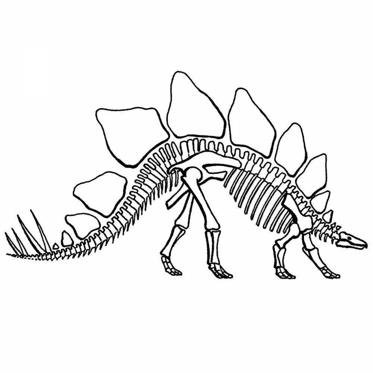 Radiant coloring page dinosaur skeleton