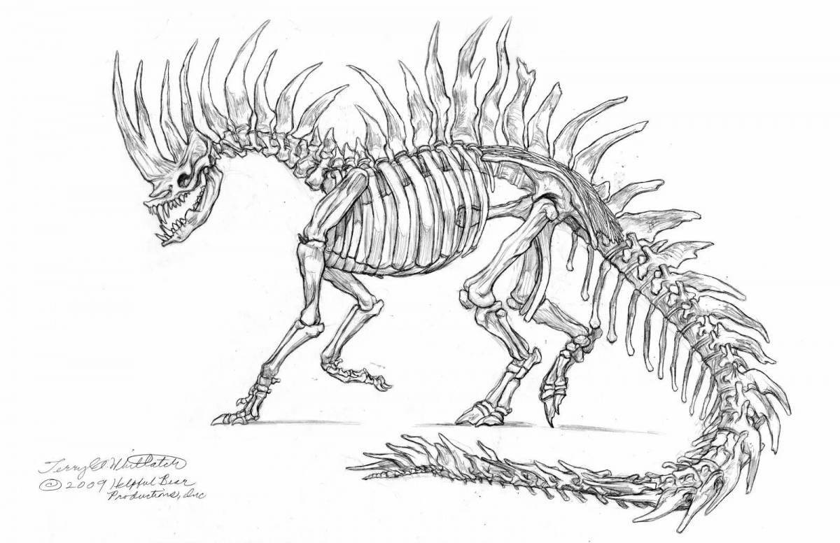 Потрясающая раскраска скелет динозавра