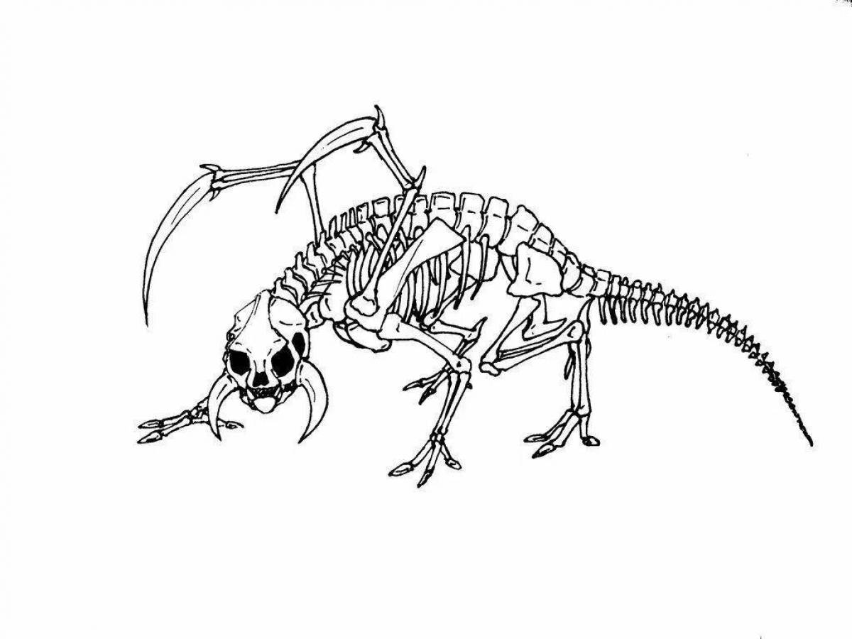 Блестящая раскраска скелет динозавра