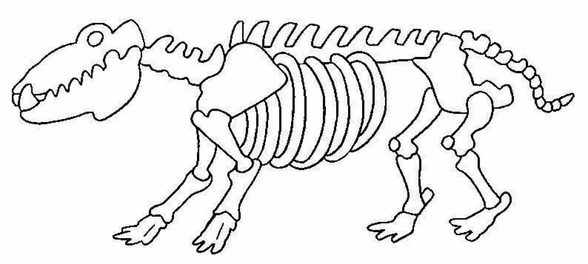 Буйная раскраска скелет динозавра