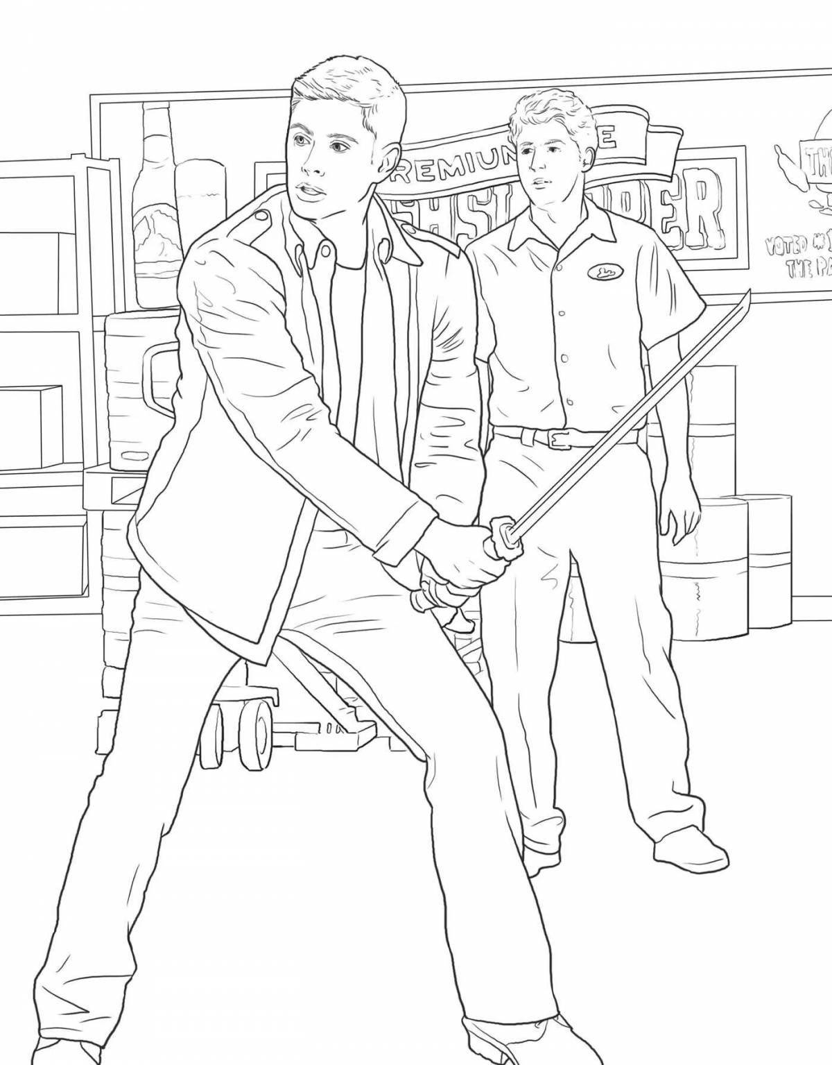 Colorful supernatural academy coloring page