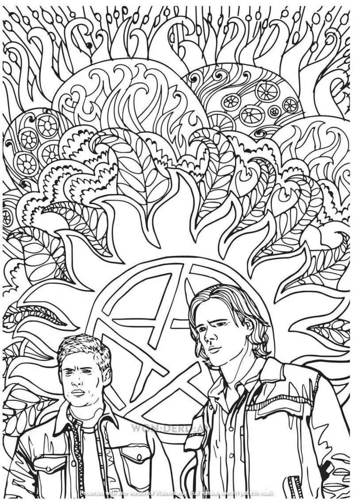 Funny supernatural academy coloring page