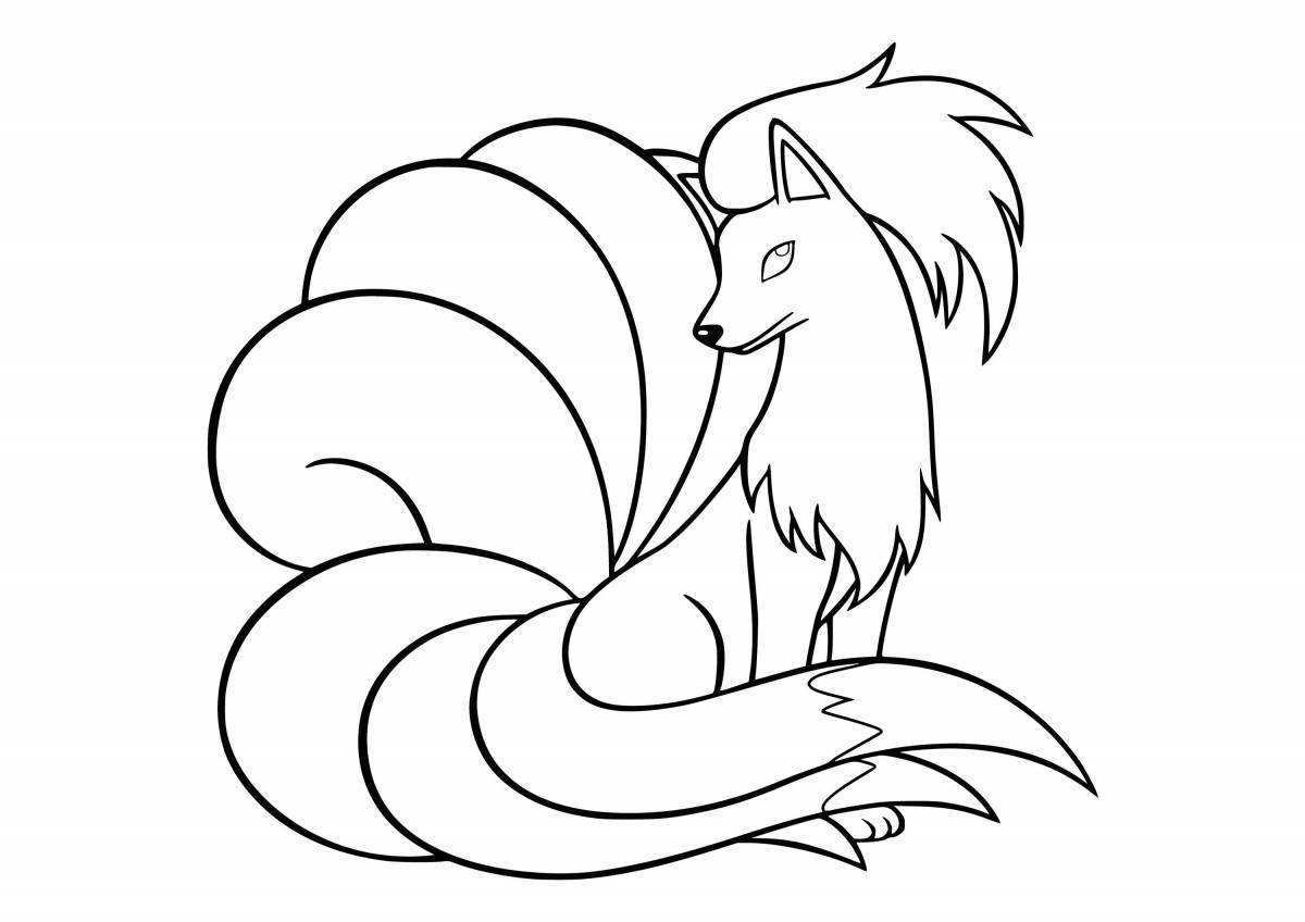 Awesome nine-tailed fox coloring page