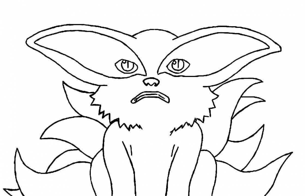 Coloring page elegant nine-tailed fox