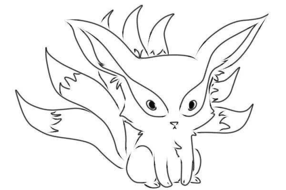 Impressive nine-tailed fox coloring page