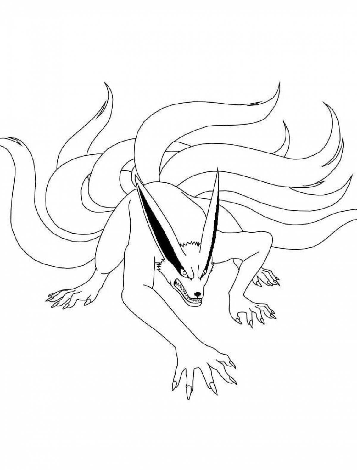 Nine-tailed fox coloring page