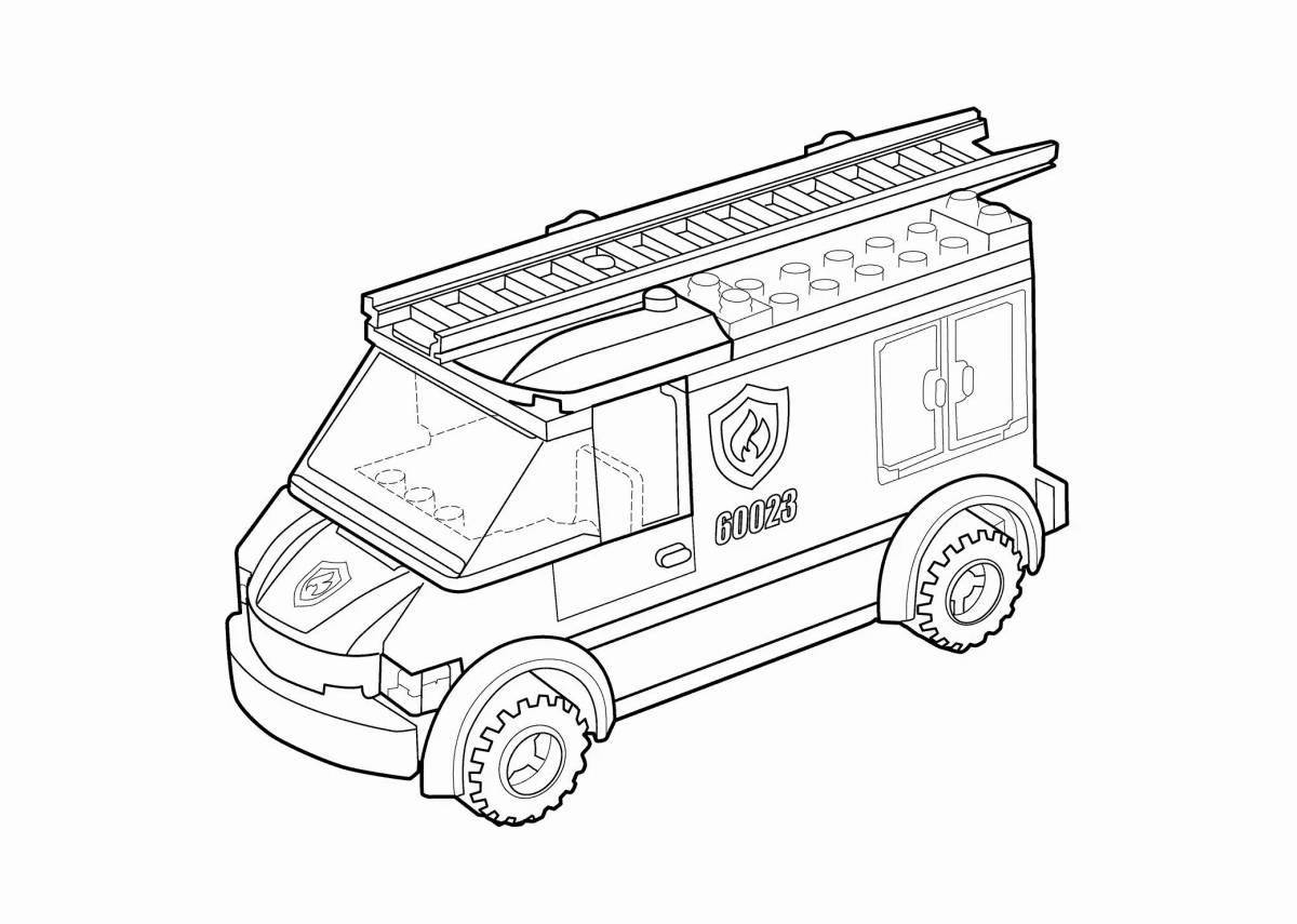 Playful lego car coloring page