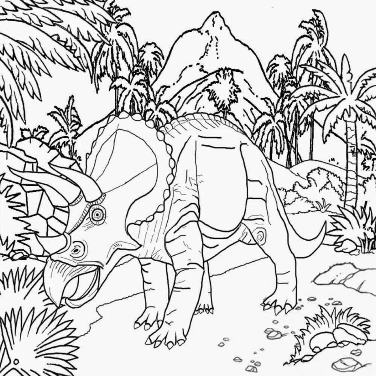 Раскраска радостный мир динозавров