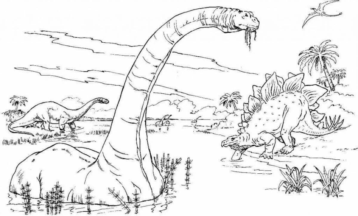 Coloring page magical world of dinosaurs
