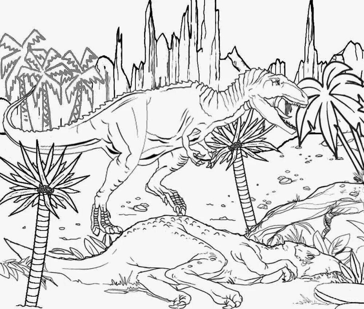 Adorable dinosaur world coloring page