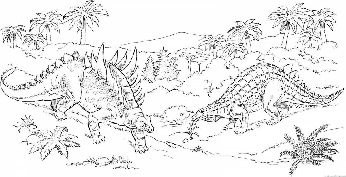 Раскраска чудесный мир динозавров