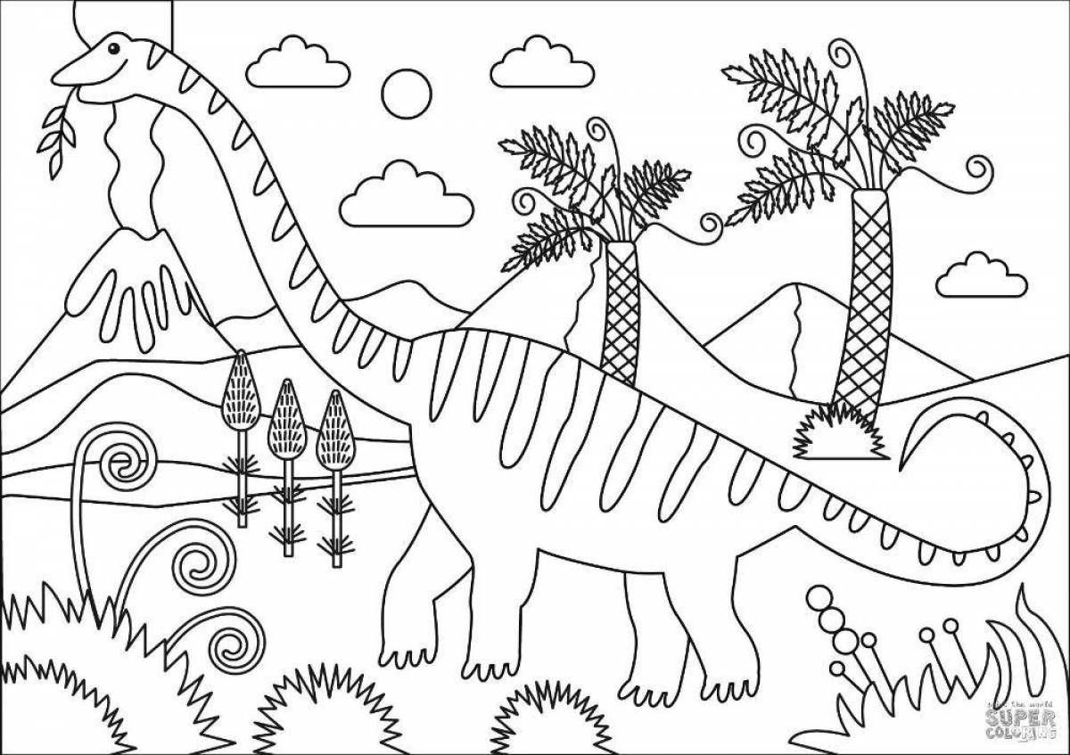 Цветная раскраска «мир динозавров»