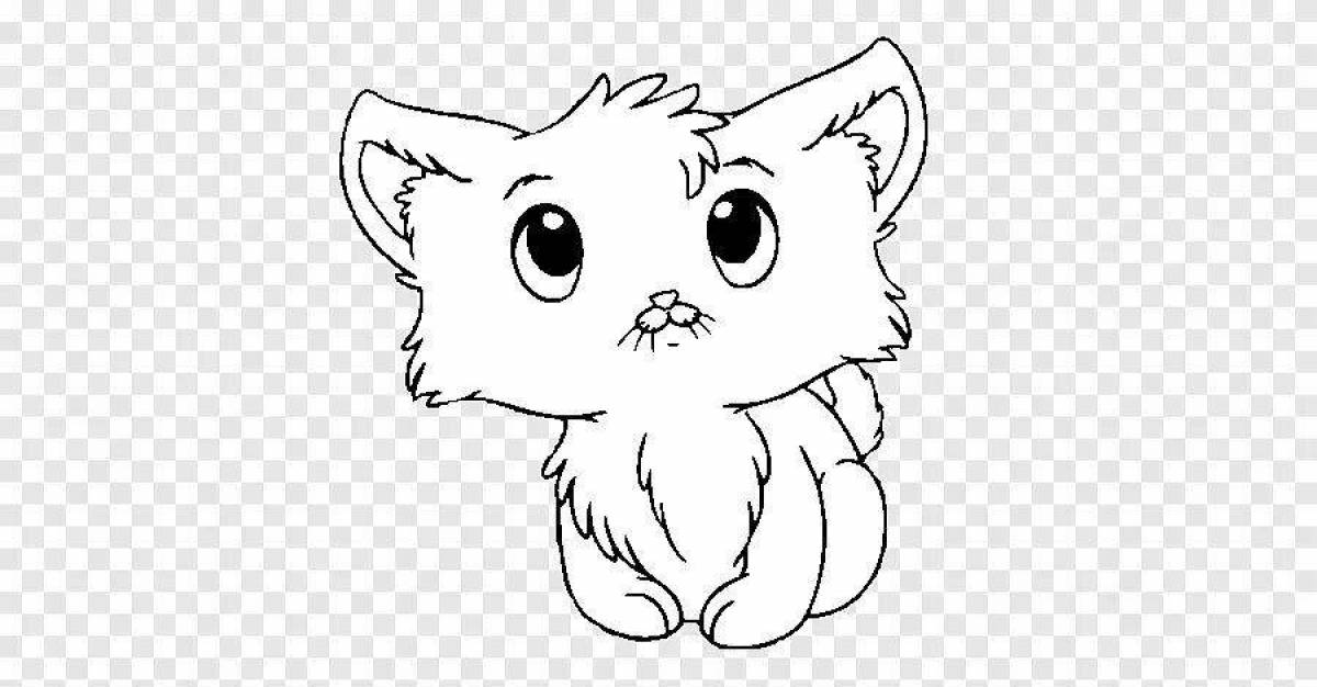 Snuggly cute cat coloring page