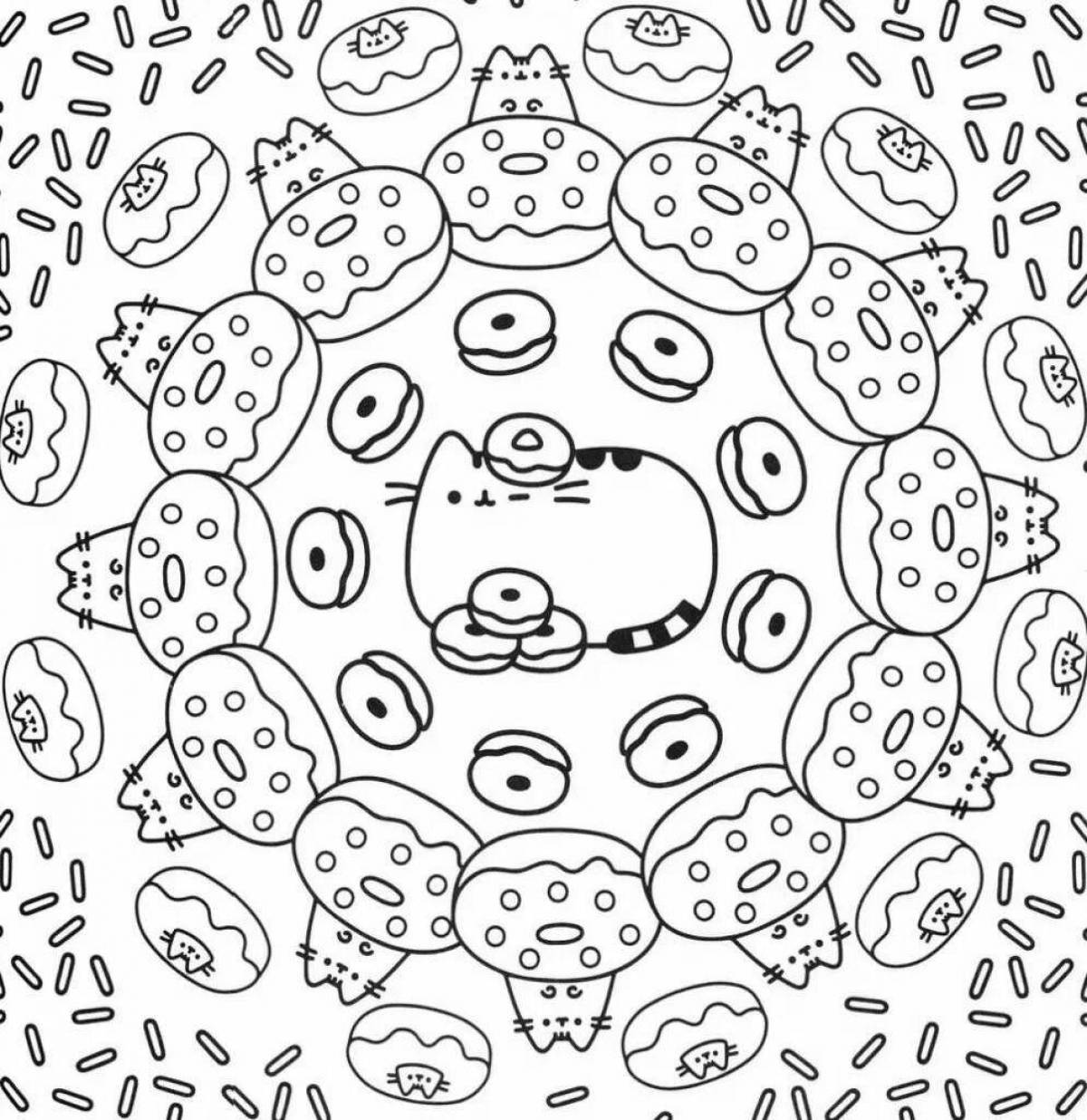 Donut cat coloring page live