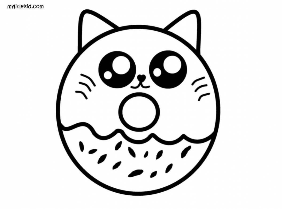Stupid donut cat coloring page