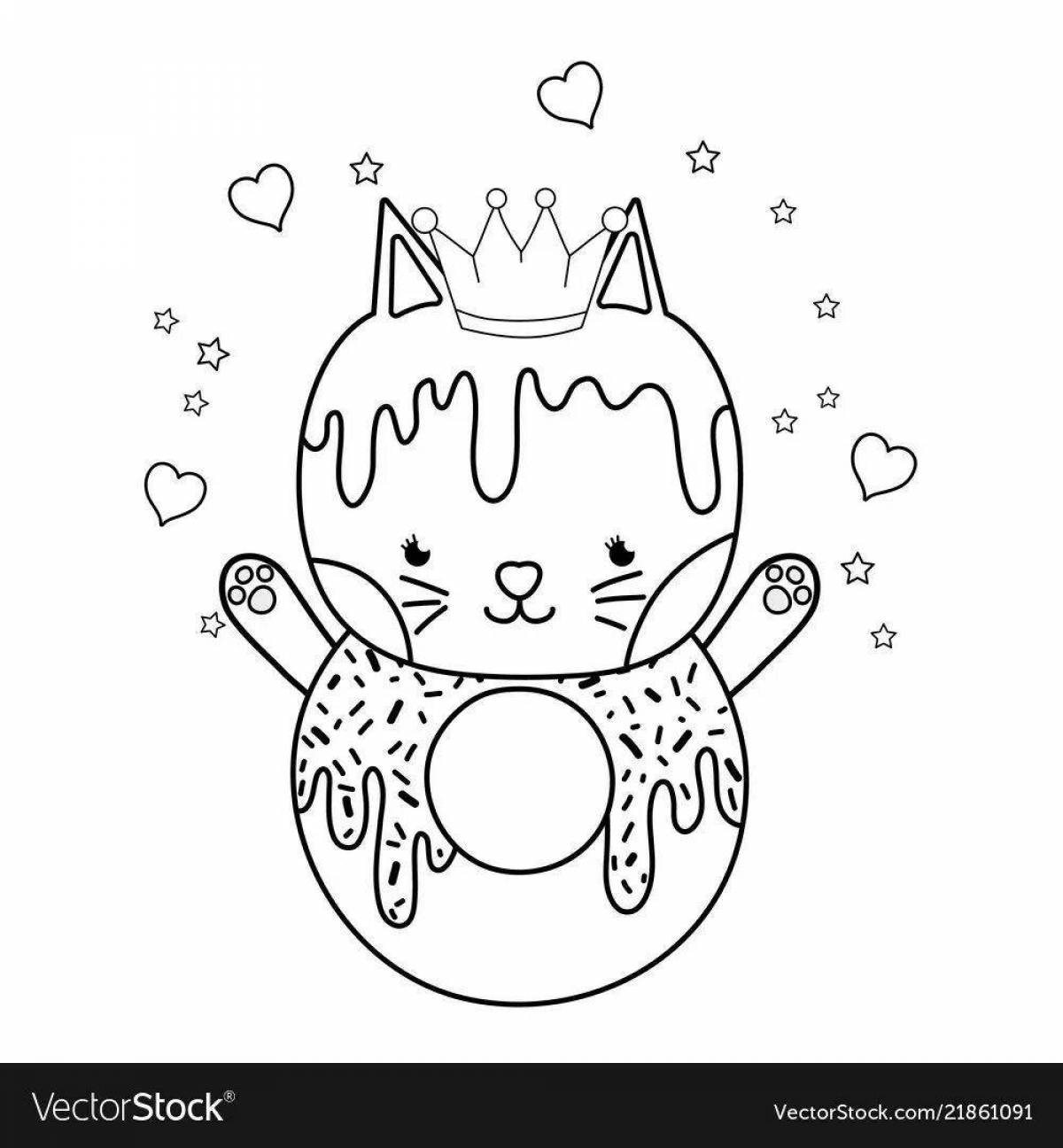 Exciting donut cat coloring book