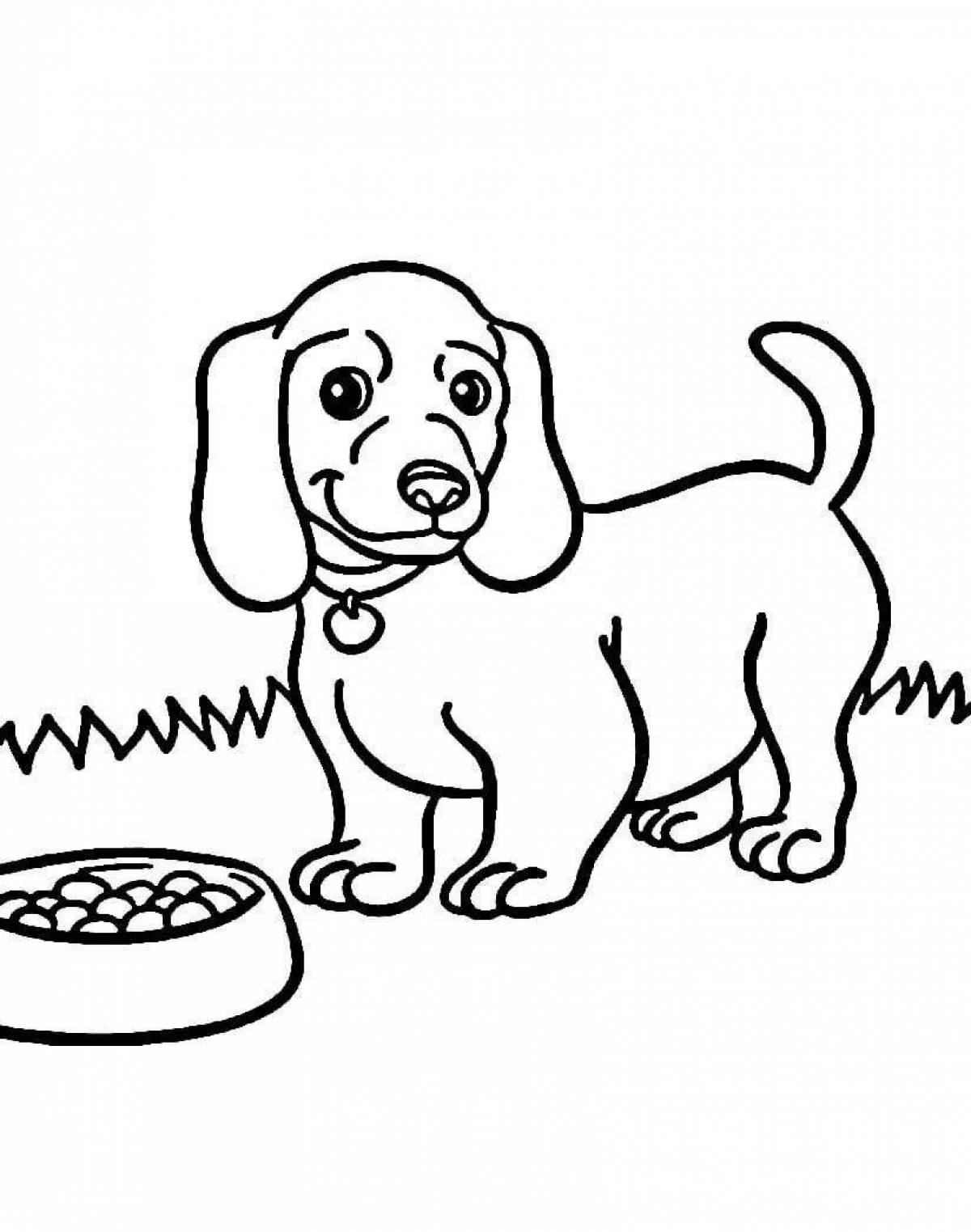 Colorful cardboard dog coloring page