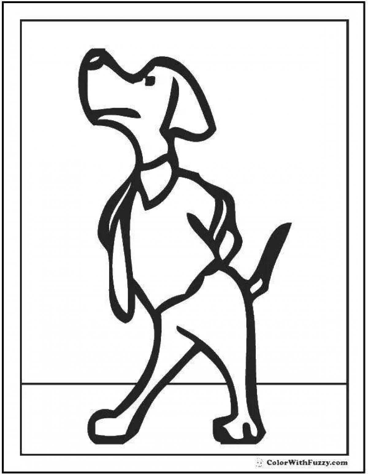 Adorable cardboard dog coloring page