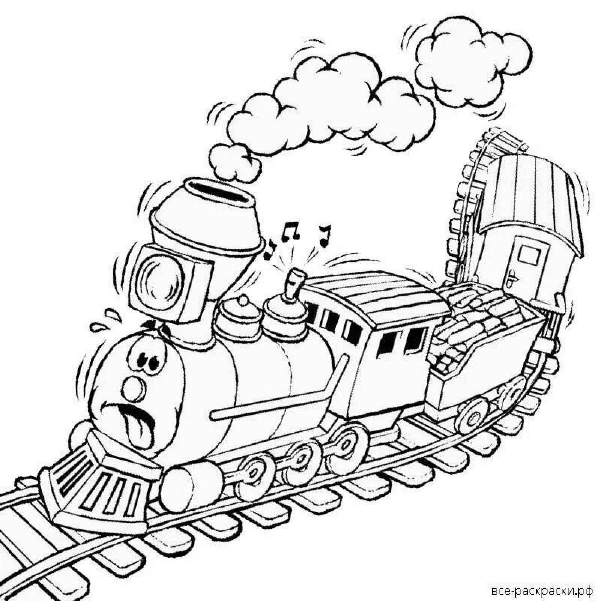 Colorful military train coloring page