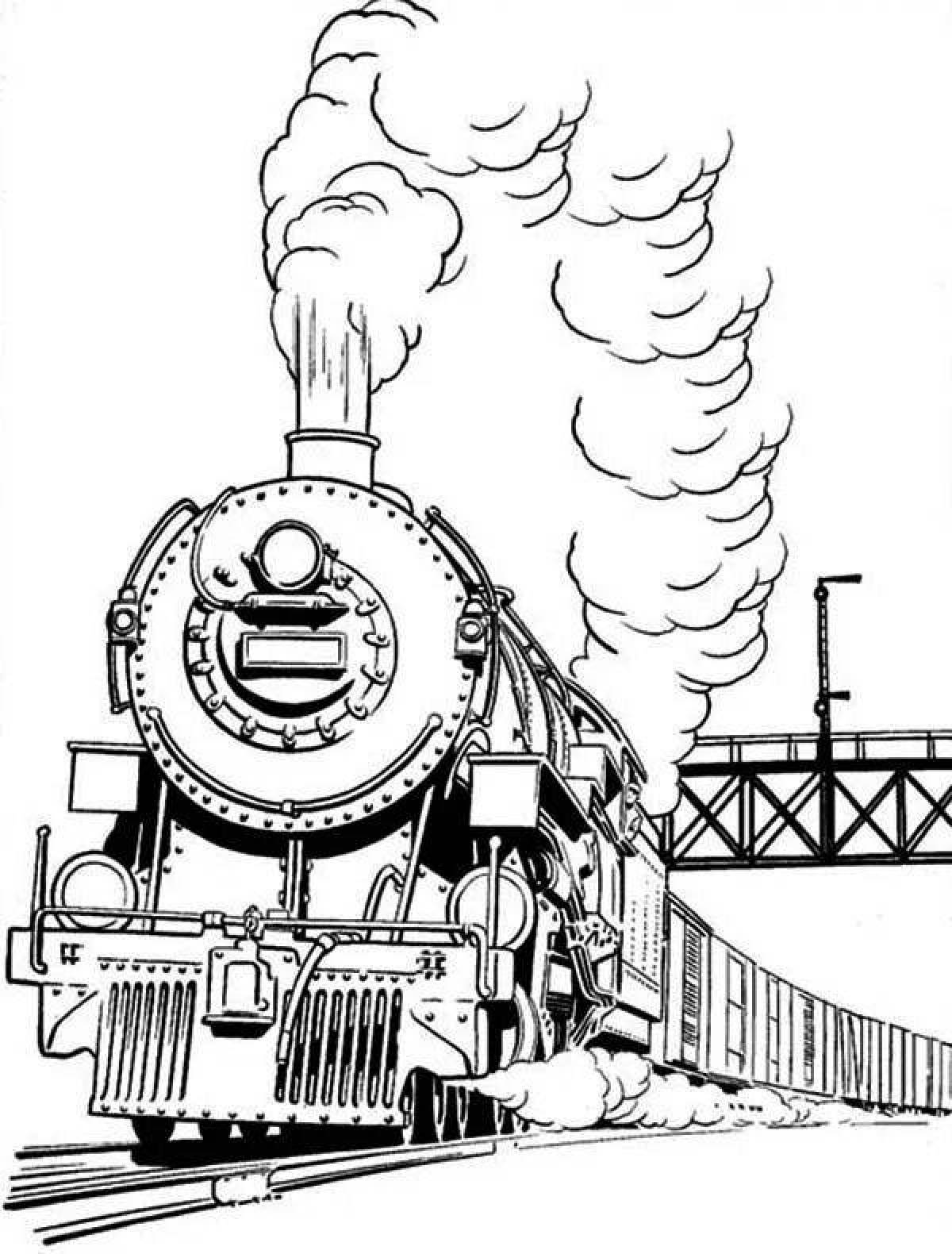Bold military train coloring page