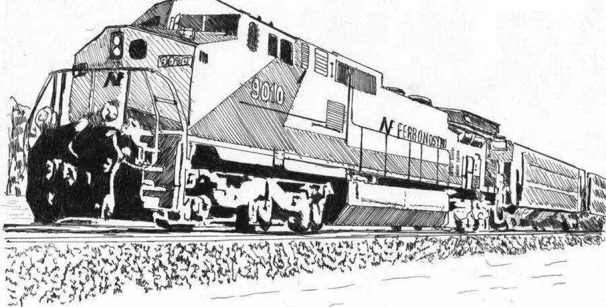 Dazzling military train coloring page